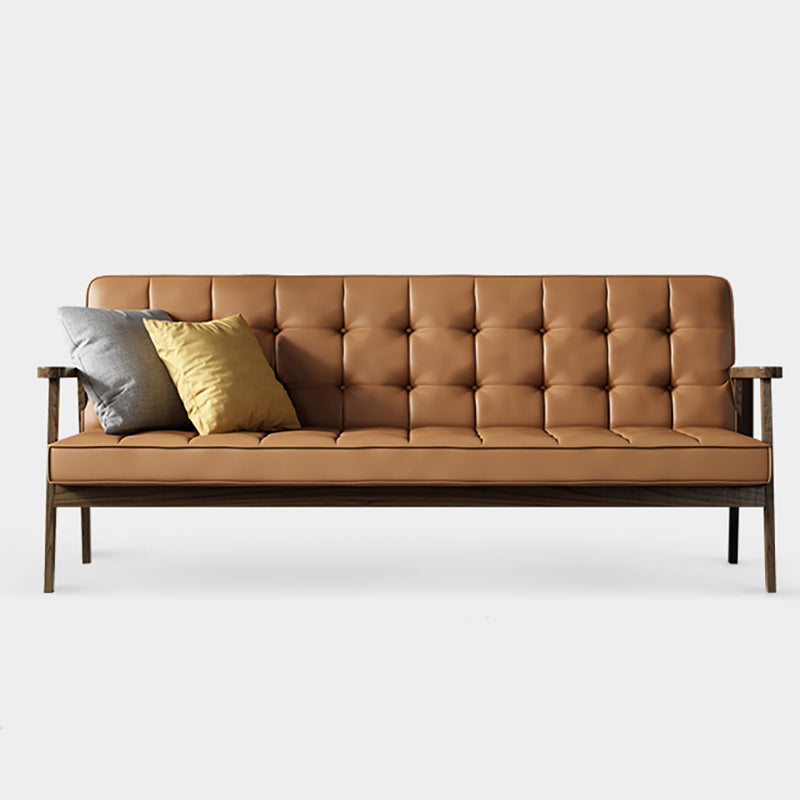 Faux Leather Tufted Sofa Split-Back 28.3"W Sofa with Square Arm for Living Room Clearhalo 'furn' 'furn_sofas' 'Furniture' 'furniture_sofas' 'Living Room Furniture' 'Sofa' 'sofas' 5021447