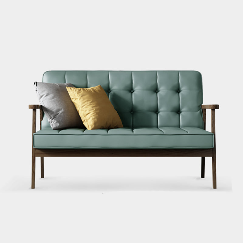 Faux Leather Tufted Sofa Split-Back 28.3"W Sofa with Square Arm for Living Room 47"L x 29.5"W x 31.5"H Mint Green Clearhalo 'furn' 'furn_sofas' 'Furniture' 'furniture_sofas' 'Living Room Furniture' 'Sofa' 'sofas' 5021448