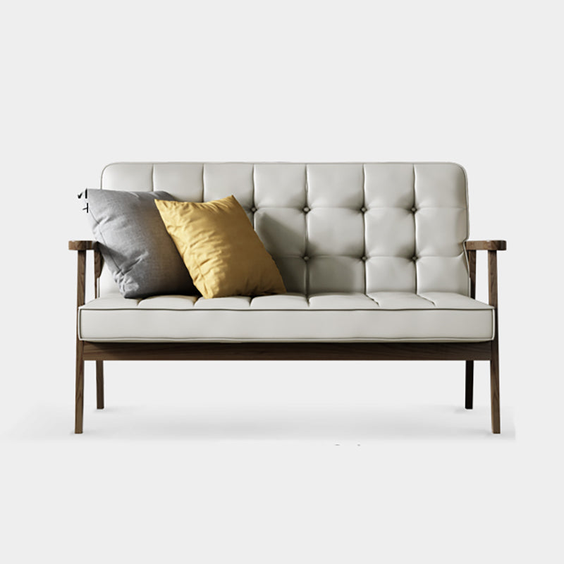 Faux Leather Tufted Sofa Split-Back 28.3"W Sofa with Square Arm for Living Room 47"L x 29.5"W x 31.5"H White Clearhalo 'furn' 'furn_sofas' 'Furniture' 'furniture_sofas' 'Living Room Furniture' 'Sofa' 'sofas' 5021453
