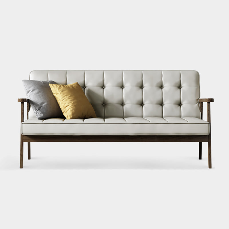 Faux Leather Tufted Sofa Split-Back 28.3"W Sofa with Square Arm for Living Room 59"L x 29.5"W x 31.5"H White Clearhalo 'furn' 'furn_sofas' 'Furniture' 'furniture_sofas' 'Living Room Furniture' 'Sofa' 'sofas' 5021455
