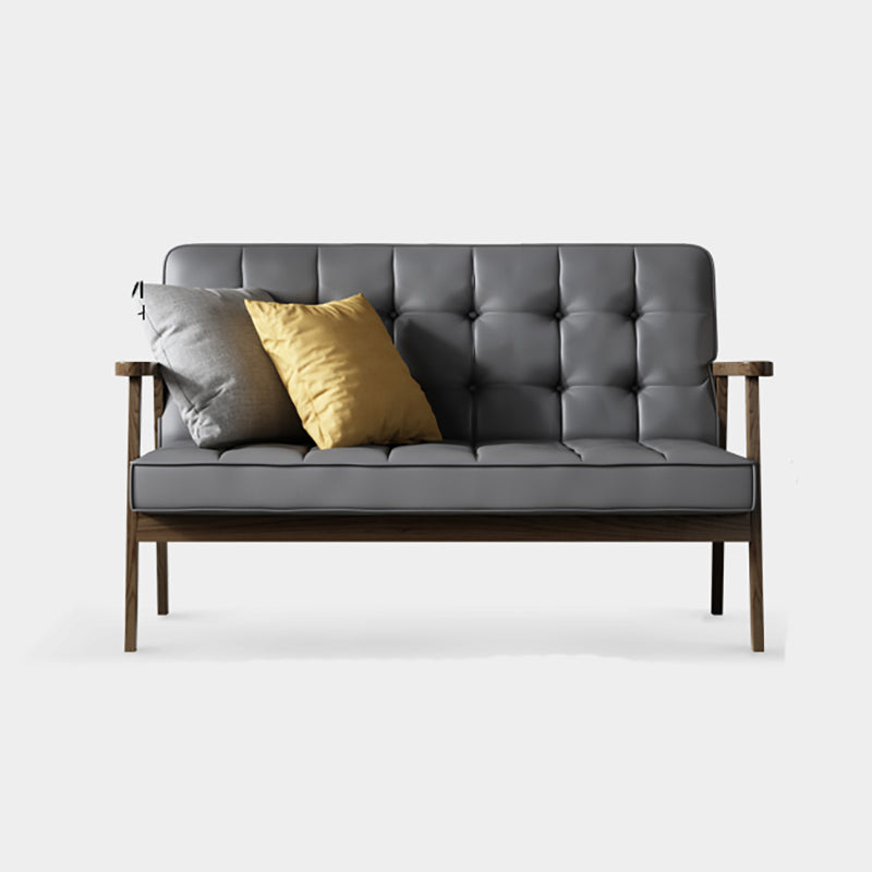 Faux Leather Tufted Sofa Split-Back 28.3"W Sofa with Square Arm for Living Room 47"L x 29.5"W x 31.5"H Grey Clearhalo 'furn' 'furn_sofas' 'Furniture' 'furniture_sofas' 'Living Room Furniture' 'Sofa' 'sofas' 5021463