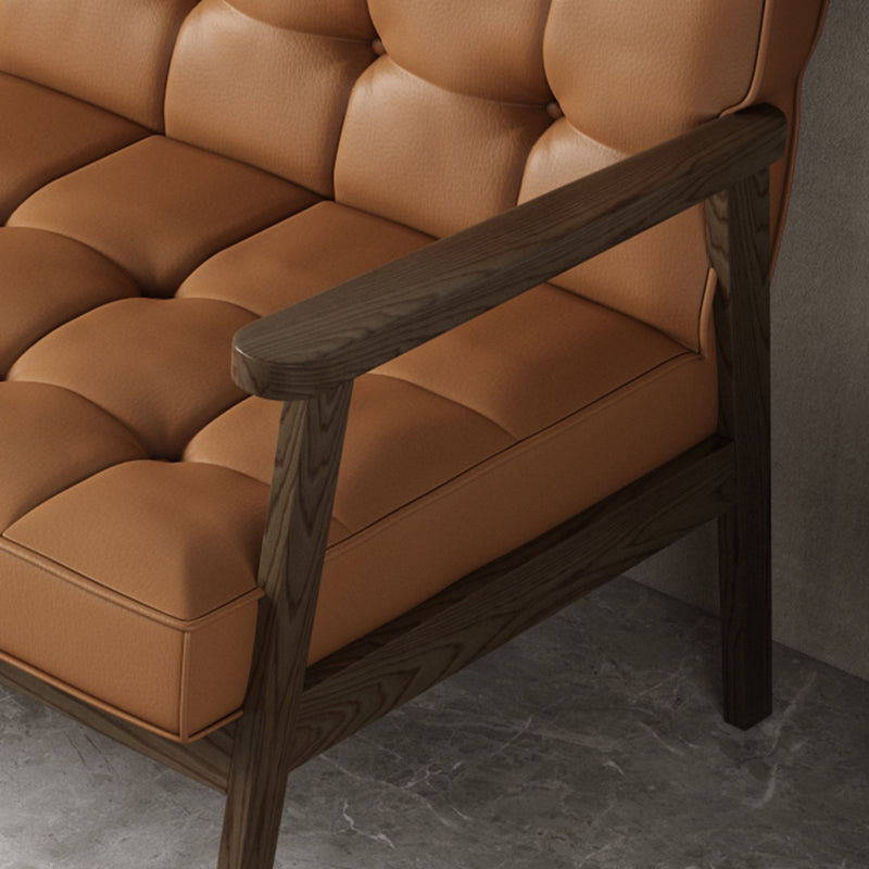 Faux Leather Tufted Sofa Split-Back 28.3"W Sofa with Square Arm for Living Room Clearhalo 'furn' 'furn_sofas' 'Furniture' 'furniture_sofas' 'Living Room Furniture' 'Sofa' 'sofas' 5021464