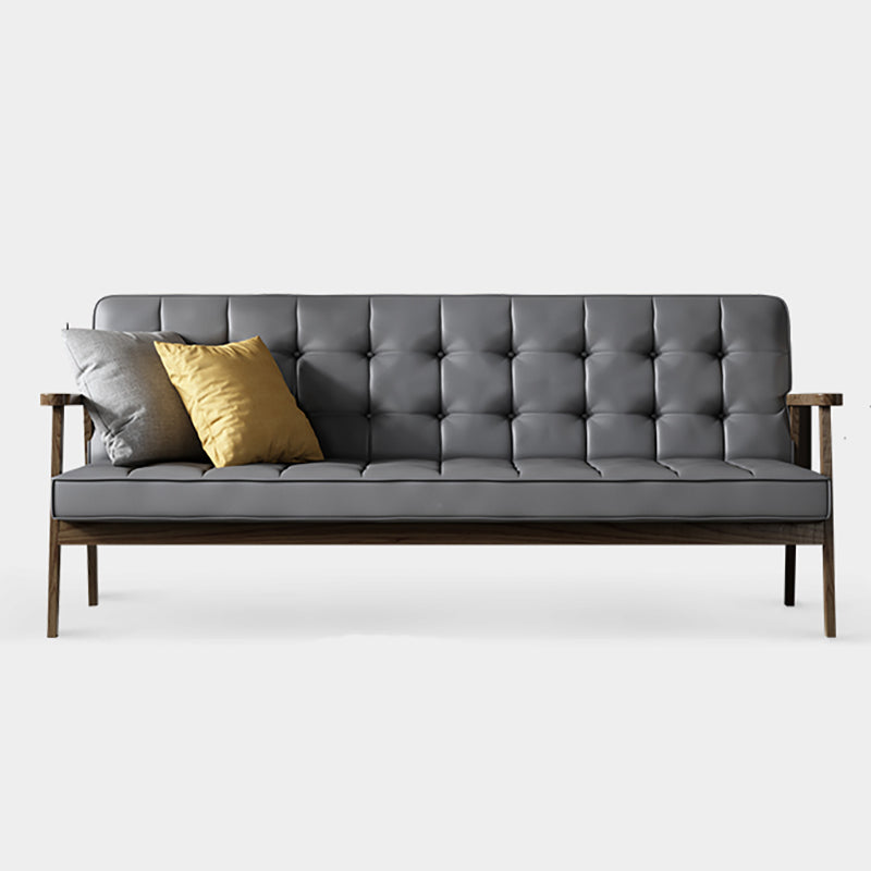 Faux Leather Tufted Sofa Split-Back 28.3"W Sofa with Square Arm for Living Room 67"L x 30"W x 31.5"H Grey Clearhalo 'furn' 'furn_sofas' 'Furniture' 'furniture_sofas' 'Living Room Furniture' 'Sofa' 'sofas' 5021467