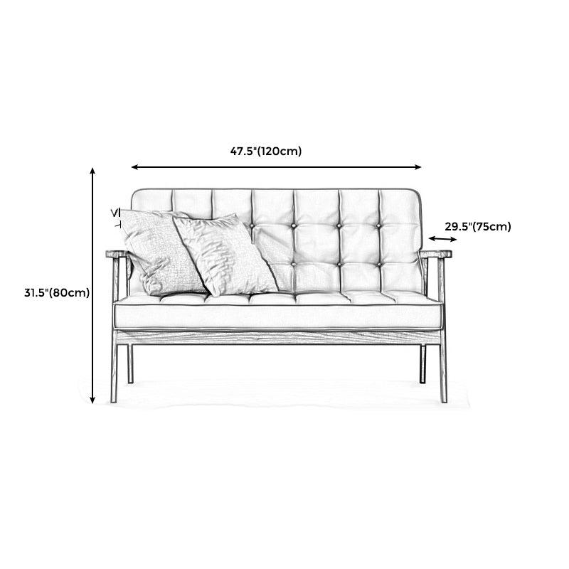 Faux Leather Tufted Sofa Split-Back 28.3"W Sofa with Square Arm for Living Room Clearhalo 'furn' 'furn_sofas' 'Furniture' 'furniture_sofas' 'Living Room Furniture' 'Sofa' 'sofas' 5021469