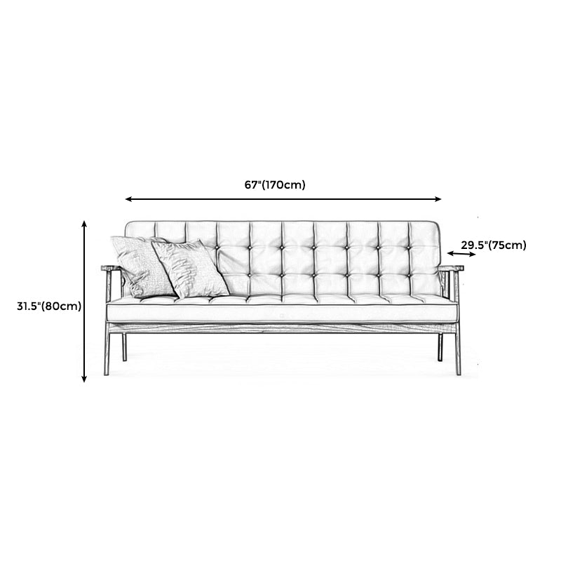 Faux Leather Tufted Sofa Split-Back 28.3"W Sofa with Square Arm for Living Room Clearhalo 'furn' 'furn_sofas' 'Furniture' 'furniture_sofas' 'Living Room Furniture' 'Sofa' 'sofas' 5021470