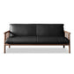 Faux Leather Modern Sofa Round Arm 28.7 "W Sofa with Bolster Pillows 65''L x29"W x 30"H Black Walnut Clearhalo 'furn' 'furn_sofas' 'Furniture' 'furniture_sofas' 'Living Room Furniture' 'Sofa' 'sofas' 5021476
