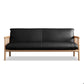 Faux Leather Modern Sofa Round Arm 28.7 "W Sofa with Bolster Pillows 65''L x29"W x 30"H Black Natural Wood Clearhalo 'furn' 'furn_sofas' 'Furniture' 'furniture_sofas' 'Living Room Furniture' 'Sofa' 'sofas' 5021481