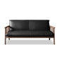 Faux Leather Modern Sofa Round Arm 28.7 "W Sofa with Bolster Pillows 59.1"L x 28.7"W x 30.3"H Black Walnut Clearhalo 'furn' 'furn_sofas' 'Furniture' 'furniture_sofas' 'Living Room Furniture' 'Sofa' 'sofas' 5021482