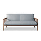 Faux Leather Modern Sofa Round Arm 28.7 "W Sofa with Bolster Pillows 59.1"L x 28.7"W x 30.3"H Light Gray Walnut Clearhalo 'furn' 'furn_sofas' 'Furniture' 'furniture_sofas' 'Living Room Furniture' 'Sofa' 'sofas' 5021485
