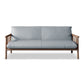 Faux Leather Modern Sofa Round Arm 28.7 "W Sofa with Bolster Pillows 65''L x29"W x 30"H Light Gray Walnut Clearhalo 'furn' 'furn_sofas' 'Furniture' 'furniture_sofas' 'Living Room Furniture' 'Sofa' 'sofas' 5021489