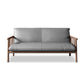 Faux Leather Modern Sofa Round Arm 28.7 "W Sofa with Bolster Pillows 59.1"L x 28.7"W x 30.3"H Grey Walnut Clearhalo 'furn' 'furn_sofas' 'Furniture' 'furniture_sofas' 'Living Room Furniture' 'Sofa' 'sofas' 5021492