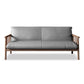 Faux Leather Modern Sofa Round Arm 28.7 "W Sofa with Bolster Pillows 65''L x29"W x 30"H Grey Walnut Clearhalo 'furn' 'furn_sofas' 'Furniture' 'furniture_sofas' 'Living Room Furniture' 'Sofa' 'sofas' 5021496
