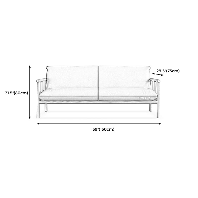 Faux Leather Modern Sofa Round Arm 28.7 "W Sofa with Bolster Pillows Clearhalo 'furn' 'furn_sofas' 'Furniture' 'furniture_sofas' 'Living Room Furniture' 'Sofa' 'sofas' 5021500