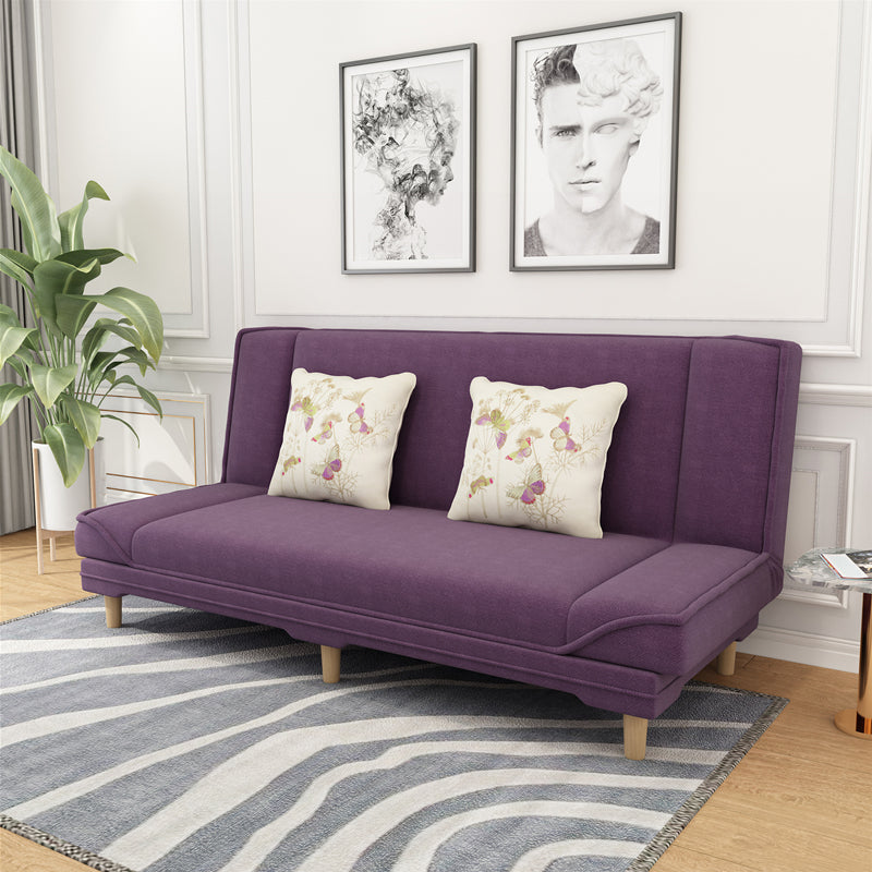 Cotton Blend Transitional Sofa Bed 31.5"High Armless Sofa with Tight Back Sofa Purple Clearhalo 'furn' 'furn_sofas' 'Furniture' 'furniture_sofas' 'Living Room Furniture' 'Sofa' 'sofas' 5021503