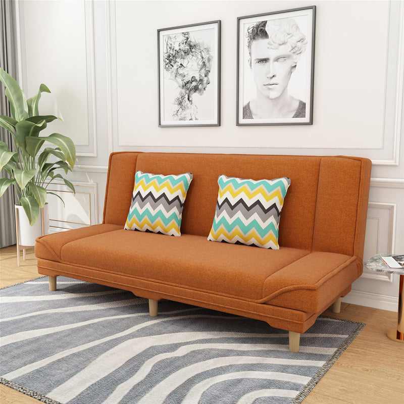 Cotton Blend Transitional Sofa Bed 31.5"High Armless Sofa with Tight Back Sofa Orange Clearhalo 'furn' 'furn_sofas' 'Furniture' 'furniture_sofas' 'Living Room Furniture' 'Sofa' 'sofas' 5021508