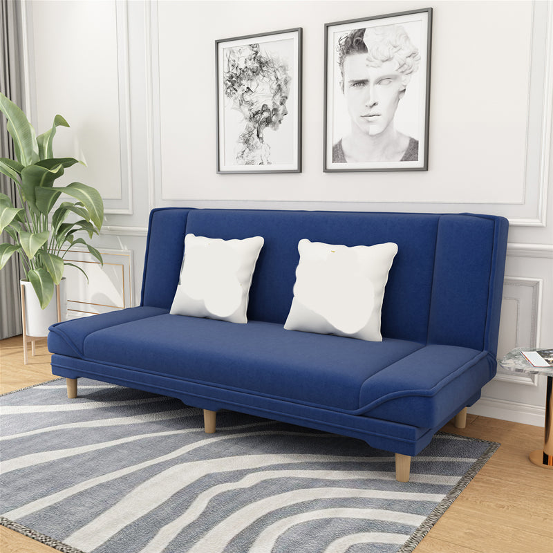 Cotton Blend Transitional Sofa Bed 31.5"High Armless Sofa with Tight Back Sofa Dark Blue Clearhalo 'furn' 'furn_sofas' 'Furniture' 'furniture_sofas' 'Living Room Furniture' 'Sofa' 'sofas' 5021527
