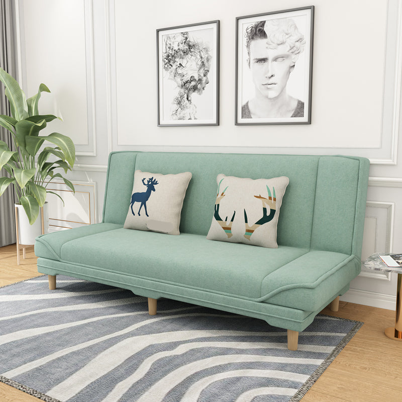 Cotton Blend Transitional Sofa Bed 31.5"High Armless Sofa with Tight Back Sofa Mint Green Clearhalo 'furn' 'furn_sofas' 'Furniture' 'furniture_sofas' 'Living Room Furniture' 'Sofa' 'sofas' 5021529