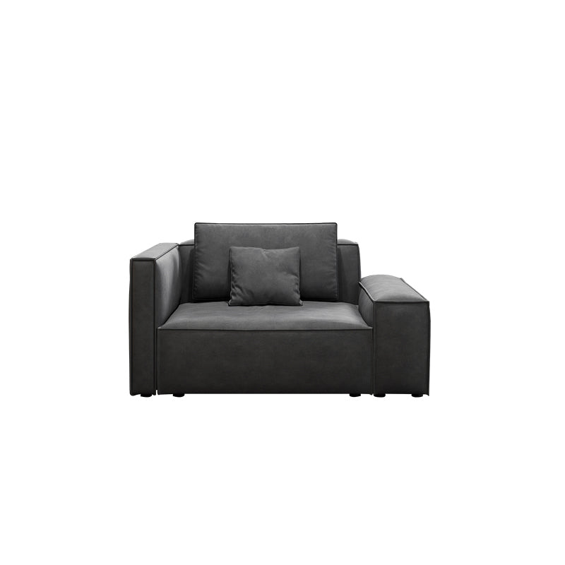 Modern Sofa with Bolster Pillows 35.43"High Square Arm Sofa, Black 47"L x 39"W x 35.5"H Clearhalo 'furn' 'furn_sofas' 'Furniture' 'furniture_sofas' 'Living Room Furniture' 'Sofa' 'sofas' 5021539