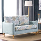 84" Traditional Linen Square American Creative Arm Wooden Sofa 54"L x 31.5"W x 33"H Sky Blue Clearhalo 'furn' 'furn_sofas' 'Furniture' 'furniture_sofas' 'Living Room Furniture' 'Sofa' 'sofas' 5021568