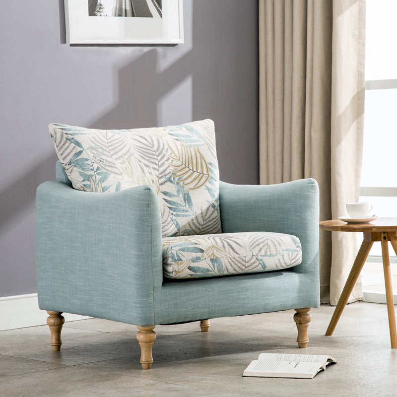 84" Traditional Linen Square American Creative Arm Wooden Sofa 32"L x 31.5"W x 33"H Sky Blue Clearhalo 'furn' 'furn_sofas' 'Furniture' 'furniture_sofas' 'Living Room Furniture' 'Sofa' 'sofas' 5021571