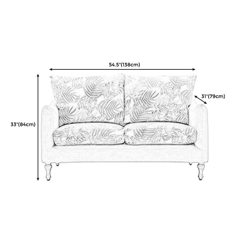 84" Traditional Linen Square American Creative Arm Wooden Sofa Clearhalo 'furn' 'furn_sofas' 'Furniture' 'furniture_sofas' 'Living Room Furniture' 'Sofa' 'sofas' 5021581