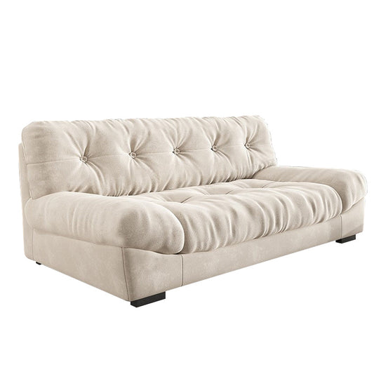 34.65" H Genuine Leather Armless Sofa with Tufted Back Down Fill Cushions Sofa Clearhalo 'furn' 'furn_sofas' 'Furniture' 'furniture_sofas' 'Living Room Furniture' 'Sofa' 'sofas' 5021589