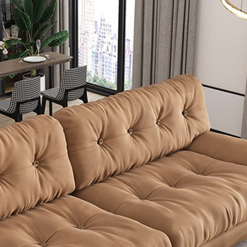 34.65" H Genuine Leather Armless Sofa with Tufted Back Down Fill Cushions Sofa Clearhalo 'furn' 'furn_sofas' 'Furniture' 'furniture_sofas' 'Living Room Furniture' 'Sofa' 'sofas' 5021592
