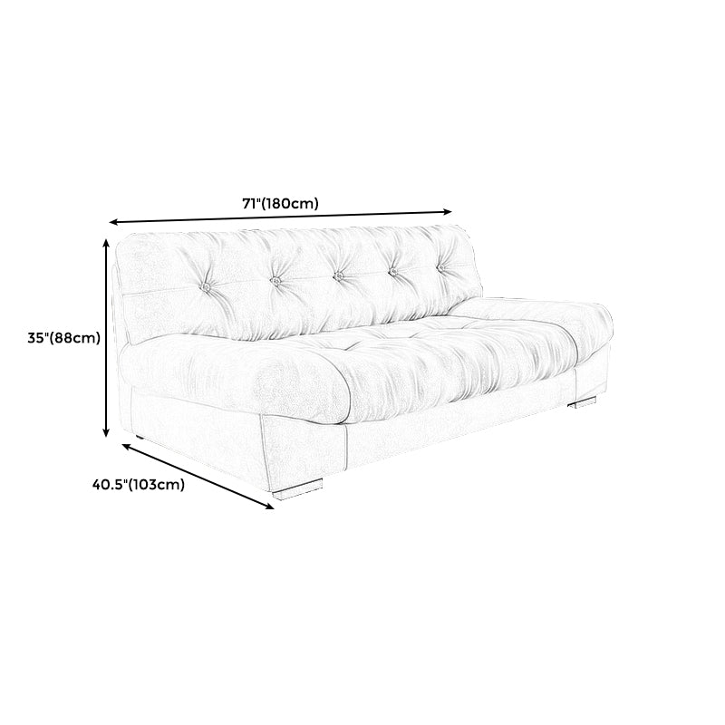 34.65" H Genuine Leather Armless Sofa with Tufted Back Down Fill Cushions Sofa Clearhalo 'furn' 'furn_sofas' 'Furniture' 'furniture_sofas' 'Living Room Furniture' 'Sofa' 'sofas' 5021594
