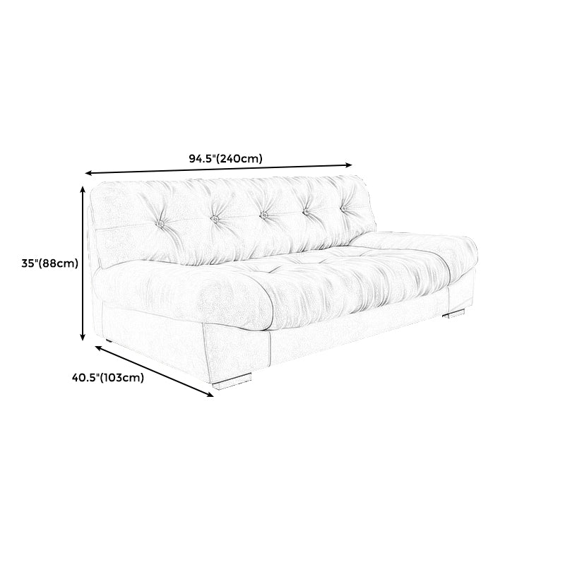 34.65" H Genuine Leather Armless Sofa with Tufted Back Down Fill Cushions Sofa Clearhalo 'furn' 'furn_sofas' 'Furniture' 'furniture_sofas' 'Living Room Furniture' 'Sofa' 'sofas' 5021596
