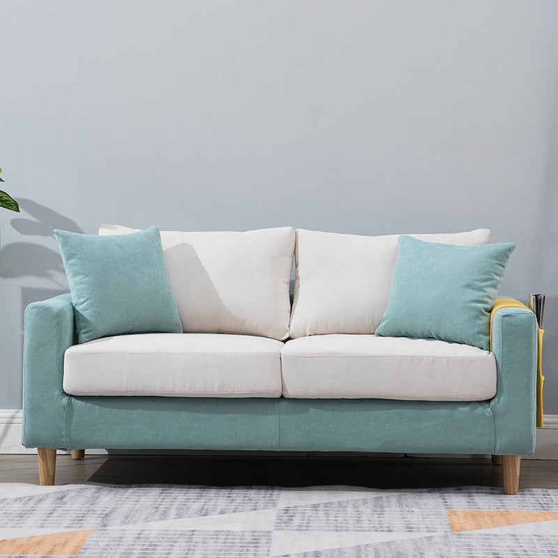 Beige Modern Farmhouse Cushions Standard Sofa 21.65"High Square Arm Sofa 47"L x 24"W x 22"H White Green Clearhalo 'furn' 'furn_sofas' 'Furniture' 'furniture_sofas' 'Living Room Furniture' 'Sofa' 'sofas' 5021655