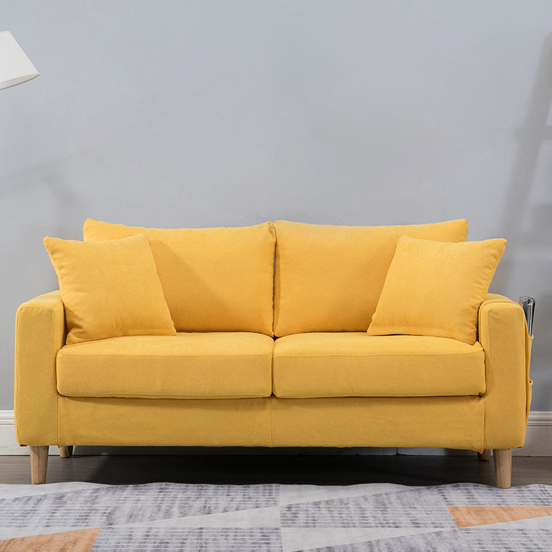 Beige Modern Farmhouse Cushions Standard Sofa 21.65"High Square Arm Sofa Yellow Clearhalo 'furn' 'furn_sofas' 'Furniture' 'furniture_sofas' 'Living Room Furniture' 'Sofa' 'sofas' 5021660