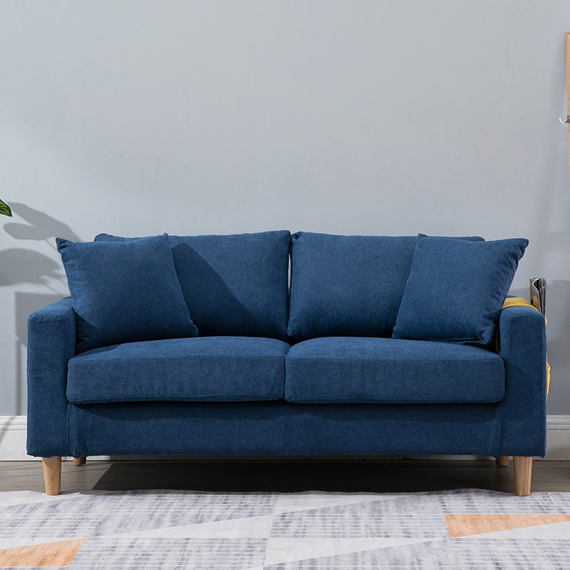 Beige Modern Farmhouse Cushions Standard Sofa 21.65"High Square Arm Sofa Dark Blue Clearhalo 'furn' 'furn_sofas' 'Furniture' 'furniture_sofas' 'Living Room Furniture' 'Sofa' 'sofas' 5021667