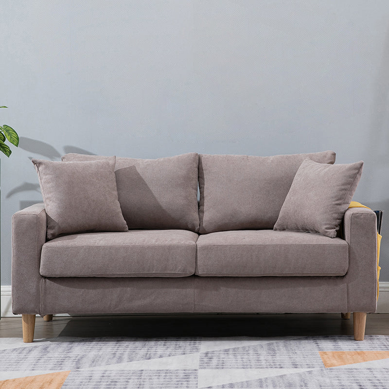 Beige Modern Farmhouse Cushions Standard Sofa 21.65"High Square Arm Sofa Khaki Clearhalo 'furn' 'furn_sofas' 'Furniture' 'furniture_sofas' 'Living Room Furniture' 'Sofa' 'sofas' 5021675