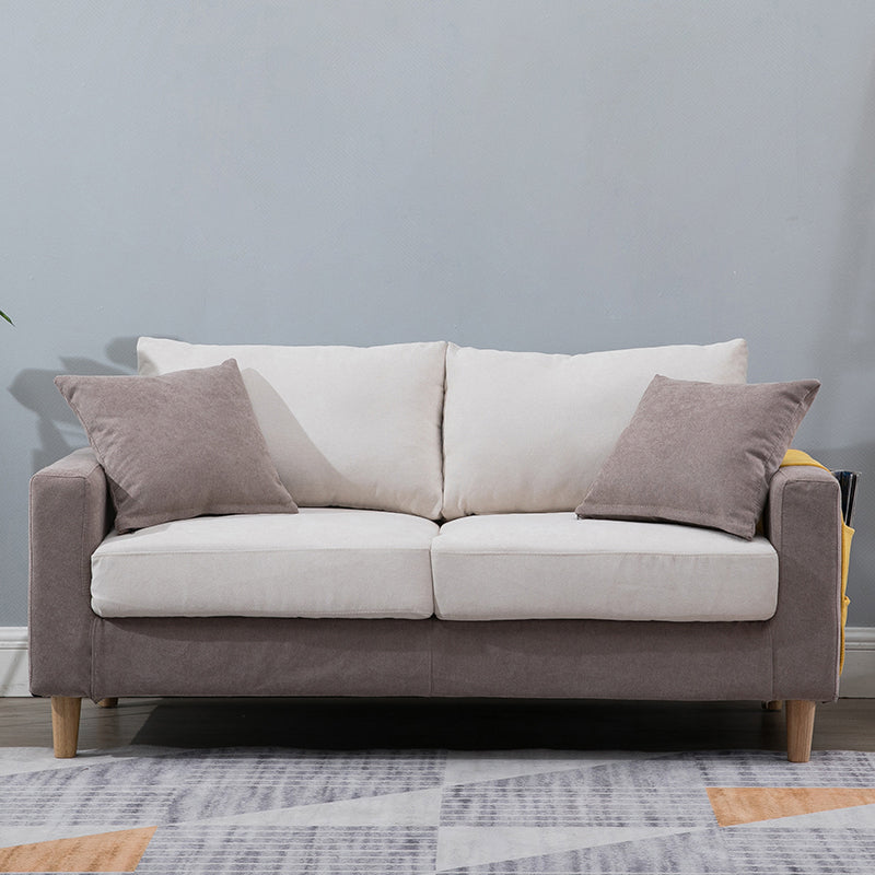 Beige Modern Farmhouse Cushions Standard Sofa 21.65"High Square Arm Sofa Khaki-White Clearhalo 'furn' 'furn_sofas' 'Furniture' 'furniture_sofas' 'Living Room Furniture' 'Sofa' 'sofas' 5021680