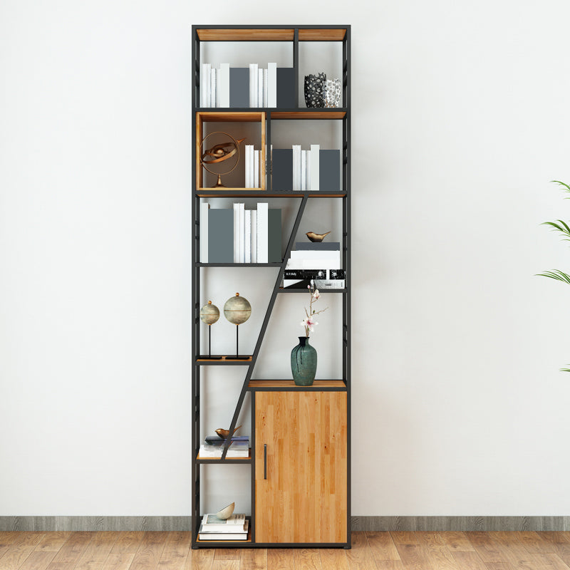 Metal and Wooden Shelf Bookcase with Doors Modern Bookshelf for Office Clearhalo 'Bookcases' 'furn' 'furn_bookcases' 'Furniture' 'furniture_bookcases' 'Office Furniture' 5021748