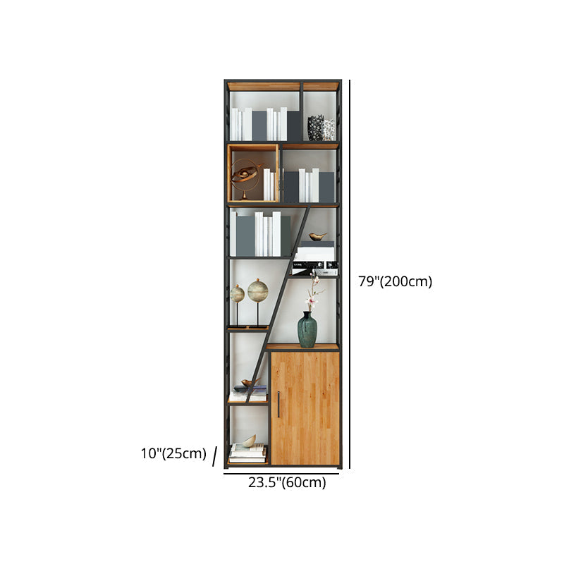 Metal and Wooden Shelf Bookcase with Doors Modern Bookshelf for Office Clearhalo 'Bookcases' 'furn' 'furn_bookcases' 'Furniture' 'furniture_bookcases' 'Office Furniture' 5021761