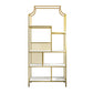 Gold Iron Frame Geometric Bookshelf Vertical Open Bookcase with Manufactured Wood Shelf 31.5"L x 11.8"W x 76.8"H Clearhalo 'Bookcases' 'furn' 'furn_bookcases' 'Furniture' 'furniture_bookcases' 'Office Furniture' 5021767