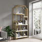 Gold Iron Frame Geometric Bookshelf Vertical Open Bookcase with Manufactured Wood Shelf Clearhalo 'Bookcases' 'furn' 'furn_bookcases' 'Furniture' 'furniture_bookcases' 'Office Furniture' 5021768
