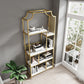 Gold Iron Frame Geometric Bookshelf Vertical Open Bookcase with Manufactured Wood Shelf Clearhalo 'Bookcases' 'furn' 'furn_bookcases' 'Furniture' 'furniture_bookcases' 'Office Furniture' 5021770