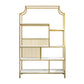 Gold Iron Frame Geometric Bookshelf Vertical Open Bookcase with Manufactured Wood Shelf 47.2"L x 11.8"W x 76.8"H Clearhalo 'Bookcases' 'furn' 'furn_bookcases' 'Furniture' 'furniture_bookcases' 'Office Furniture' 5021771
