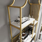 Gold Iron Frame Geometric Bookshelf Vertical Open Bookcase with Manufactured Wood Shelf Clearhalo 'Bookcases' 'furn' 'furn_bookcases' 'Furniture' 'furniture_bookcases' 'Office Furniture' 5021775