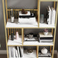Gold Iron Frame Geometric Bookshelf Vertical Open Bookcase with Manufactured Wood Shelf Clearhalo 'Bookcases' 'furn' 'furn_bookcases' 'Furniture' 'furniture_bookcases' 'Office Furniture' 5021776
