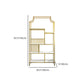 Gold Iron Frame Geometric Bookshelf Vertical Open Bookcase with Manufactured Wood Shelf Clearhalo 'Bookcases' 'furn' 'furn_bookcases' 'Furniture' 'furniture_bookcases' 'Office Furniture' 5021780