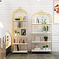 Gold Vertical Bookshelf Iron Frame Solid Wood Shelf Bookcase with Caster Wheels Clearhalo 'Bookcases' 'furn' 'furn_bookcases' 'Furniture' 'furniture_bookcases' 'Office Furniture' 5021782