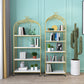 Gold Vertical Bookshelf Iron Frame Solid Wood Shelf Bookcase with Caster Wheels Clearhalo 'Bookcases' 'furn' 'furn_bookcases' 'Furniture' 'furniture_bookcases' 'Office Furniture' 5021785