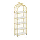 Gold Vertical Bookshelf Iron Frame Solid Wood Shelf Bookcase with Caster Wheels 23.6"L x 11.8"W x 70.9"H Clearhalo 'Bookcases' 'furn' 'furn_bookcases' 'Furniture' 'furniture_bookcases' 'Office Furniture' 5021786