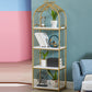 Gold Vertical Bookshelf Iron Frame Solid Wood Shelf Bookcase with Caster Wheels Clearhalo 'Bookcases' 'furn' 'furn_bookcases' 'Furniture' 'furniture_bookcases' 'Office Furniture' 5021787
