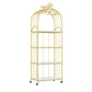 Gold Vertical Bookshelf Iron Frame Solid Wood Shelf Bookcase with Caster Wheels 23.6"L x 11.8"W x 63"H Clearhalo 'Bookcases' 'furn' 'furn_bookcases' 'Furniture' 'furniture_bookcases' 'Office Furniture' 5021788