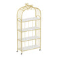 Gold Vertical Bookshelf Iron Frame Solid Wood Shelf Bookcase with Caster Wheels 31.5"L x 11.8"W x 66.9"H Clearhalo 'Bookcases' 'furn' 'furn_bookcases' 'Furniture' 'furniture_bookcases' 'Office Furniture' 5021790