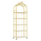 Gold Vertical Bookshelf Iron Frame Solid Wood Shelf Bookcase with Caster Wheels 23.6"L x 13.8"W x 70.9"H Clearhalo 'Bookcases' 'furn' 'furn_bookcases' 'Furniture' 'furniture_bookcases' 'Office Furniture' 5021792